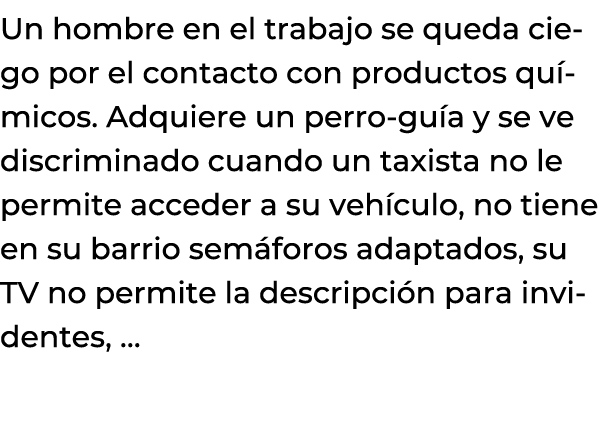 Un hombre en el trabajo se queda ciego por el contacto con productos qu micos. Adquiere un perro gu a y se ve discrim...