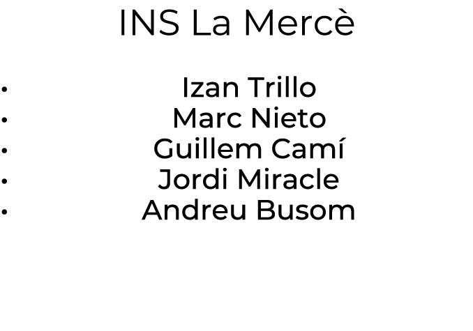 INS La Merc • Izan Trillo • Marc Nieto • Guillem Cam  • Jordi Miracle • Andreu Busom
